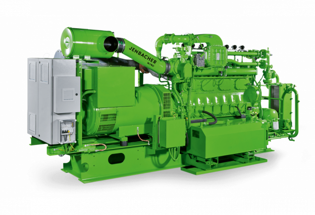 Front View of a Jenbacher J208 Gas Engine / branded