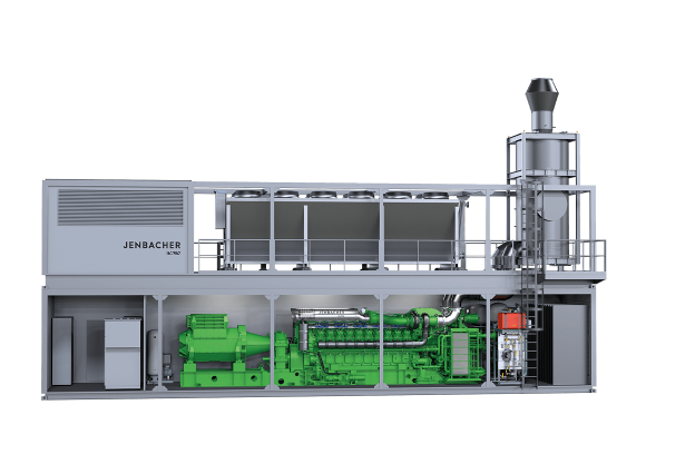 Front View of a Jenbacher Type 6 Gas Engine (Container) 