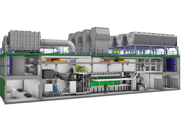 Front View of a Jenbacher Type 9 Gas Engine (Container)