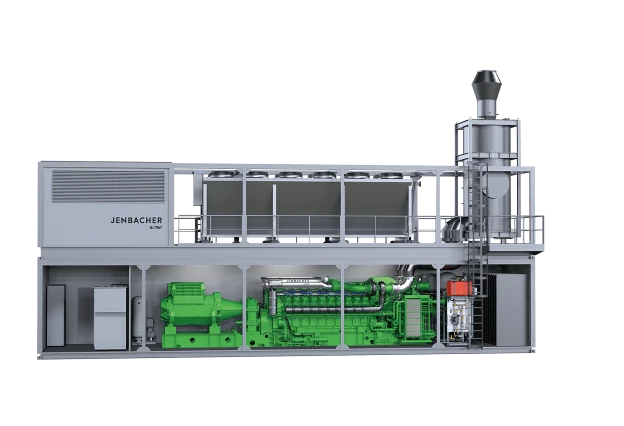 Front View of a Jenbacher Type 6 Gas Engine (Container)
